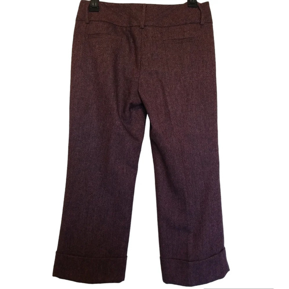 Express Design Studio Editor Cropped Plum Tweed Slacks - Picture 5 of 6